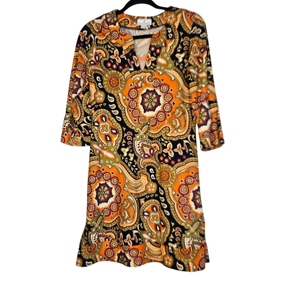 Judy Connally Paisley Flirty Ruffle Hem Short Preppy Dress size Small.